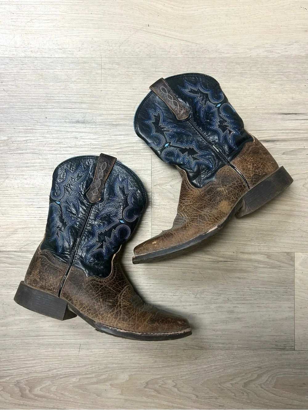 Ariat Tombstone Western Boot Youth Kids Size 3.5 Earth Brown Leather Square Toe